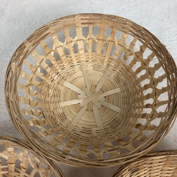 Boho wicker woven basket wall set of 3 - Picture 4 of 5